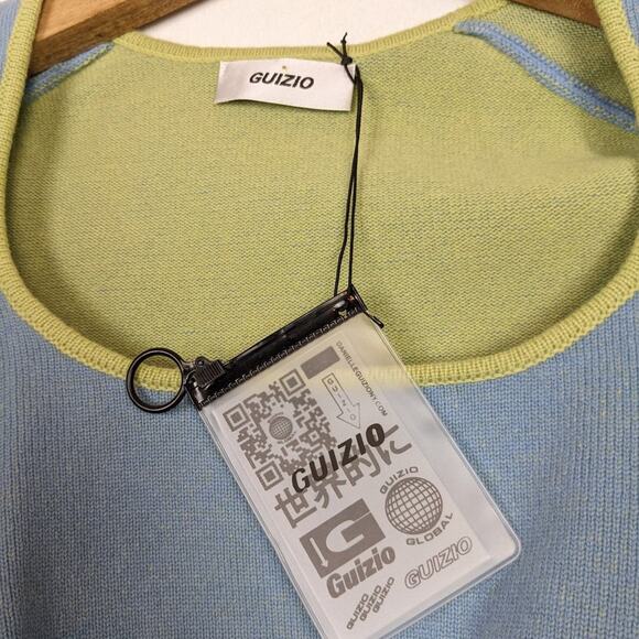 NWT Danielle Guizio Blue Lime Scoop Neck Knit Crop Top Size XL - Picture 5 of 10